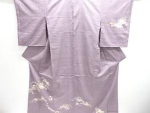 未使用品　稲穂に草花模様手織り真綿紬訪問着